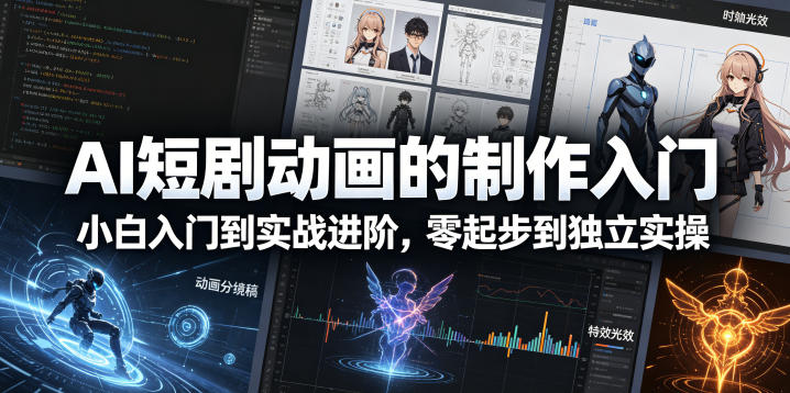 AI短剧动画的制作入门,小白入门到实战进阶,零起步到独立实操-云科数创