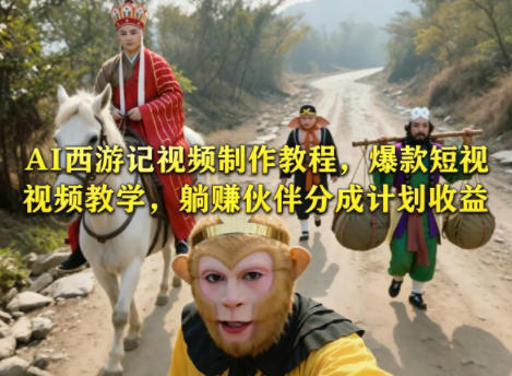 AI西游记视频制作教程，爆款短视频教学，躺賺伙伴分成计划收益-云科数创