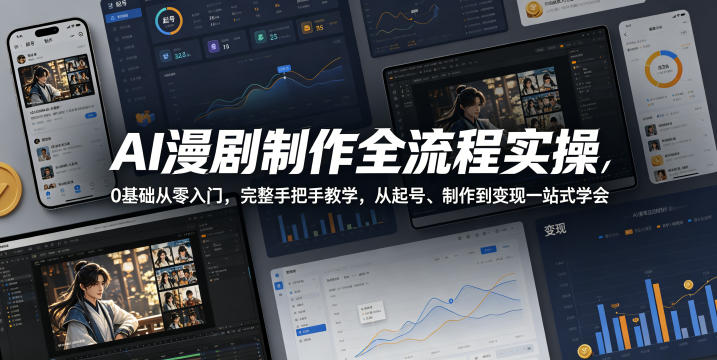 AI漫剧制作全流程实操,0基础从零入门,完整手把手教学,从起号、制作到变现一站式学会-云科数创