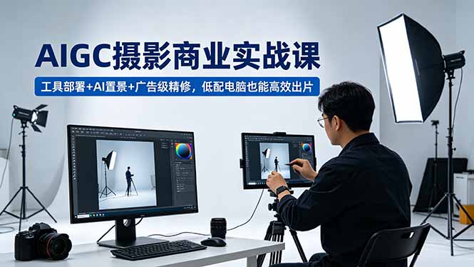 AIGC 摄影商业实战课,工具部署+AI置景+广告级精修,低配电脑也能高效出片-云科数创