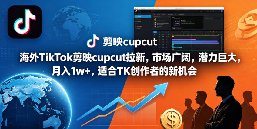 海外TikTok剪映cupcut拉新,市场广阔,潜力巨大,月入1w+,适合TK创作者的新机会-云科数创