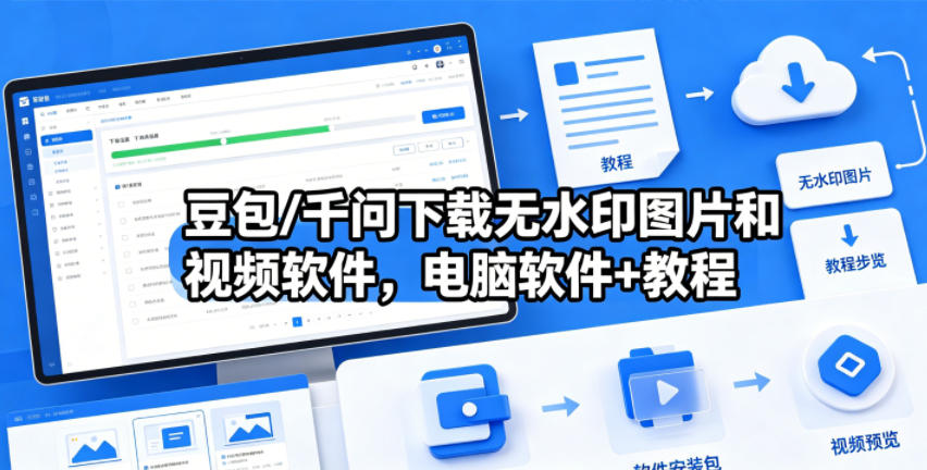 豆包/千问下载无水印图片和视频软件,电脑软件+教程-云科数创