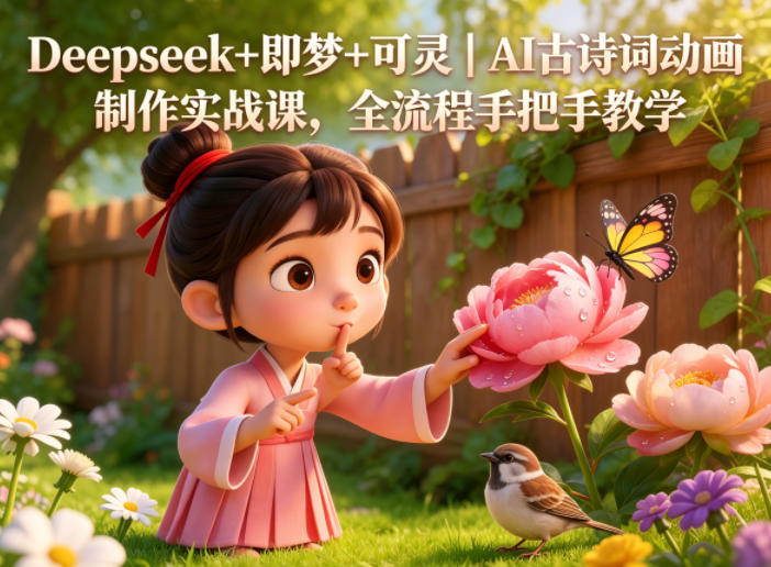 Deepseek+即梦+可灵｜AI古诗词动画制作实战课，全流程手把手教学-云科数创