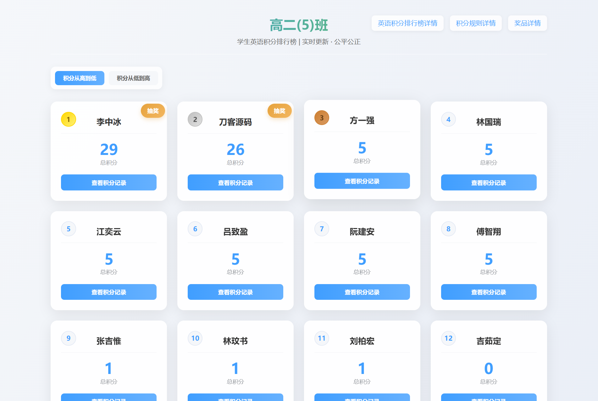 班级学生平时表现记录 积分抽奖系统源码 全开源-云科数创