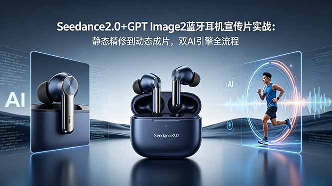 Seedance2.0+GPT Image2蓝牙耳机宣传片实战:静态精修到动态成片,双AI引擎全流程-云科数创