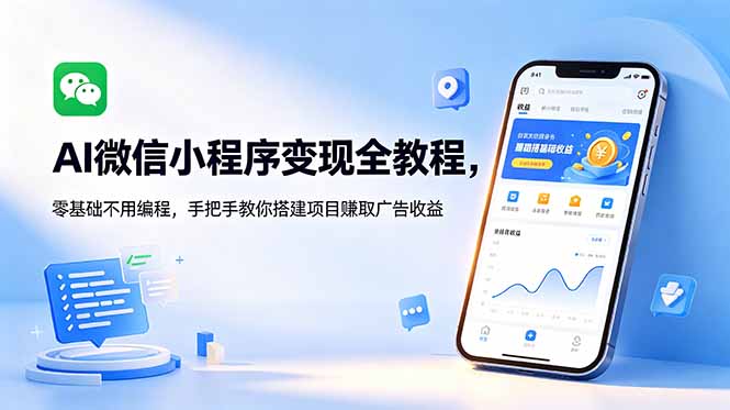 AI微信小程序变现全教程,零基础不用编程,手把手教你搭建项目赚取广告收益-云科数创
