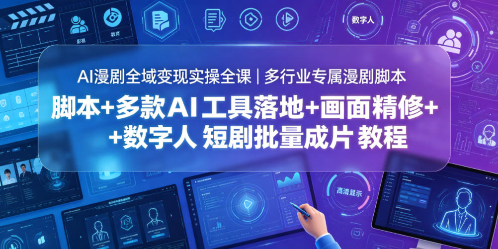 AI漫剧全域变现实操全课|多行业专属漫剧脚本+多款AI工具落地+画面精修+数字人短剧批量成片全教程-云科数创