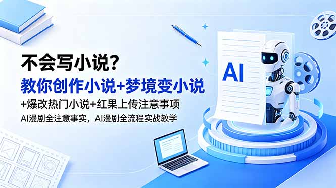 不会写小说?教你创作小说+梦境变小说+爆改热门小说+红果上传注意事项,AI漫剧全流程实战教学-云科数创