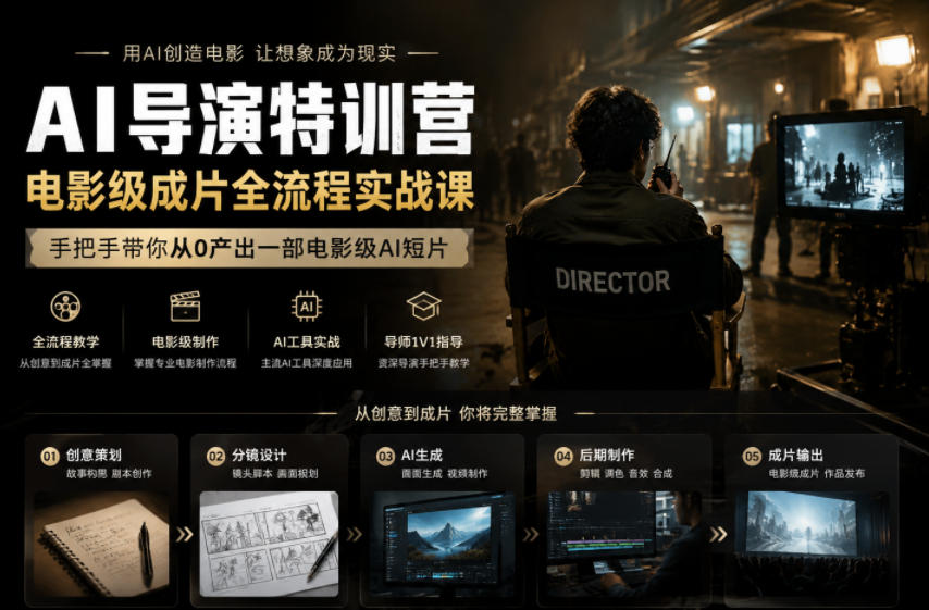 AI导演特训营,电影级成片全流程实战课,手把手带你从0产出一部电影级AI短片-云科数创