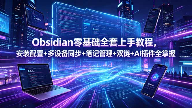 Obsidian零基础全套上手教程，安装配置+多设备同步+笔记管理+双链+AI插件全掌握-云科数创