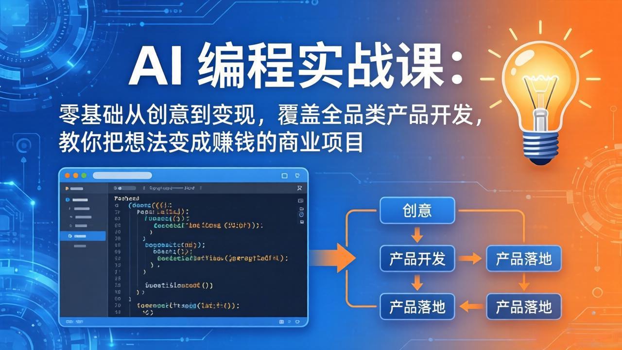 AI编程实战课-第三期-6月更新：零基础从创意到变现，覆盖全品类产品开发，把想法变成赚钱项目-云科数创