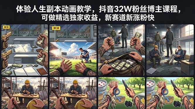 体验人生副本动画教学, 抖音32W粉丝博主课程,可做精选独家收益,新赛道新涨粉快-云科数创