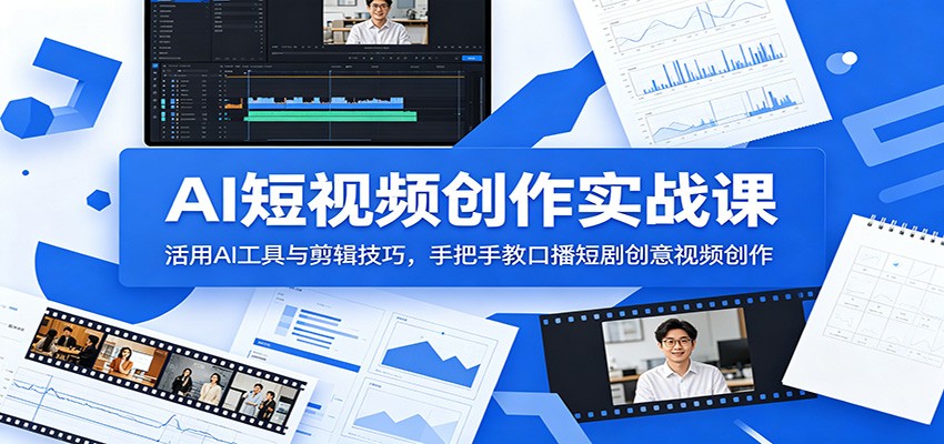 AI短视频创作实战课:活用AI工具与剪辑技巧,手把手教口播短剧创意视频创作-云科数创