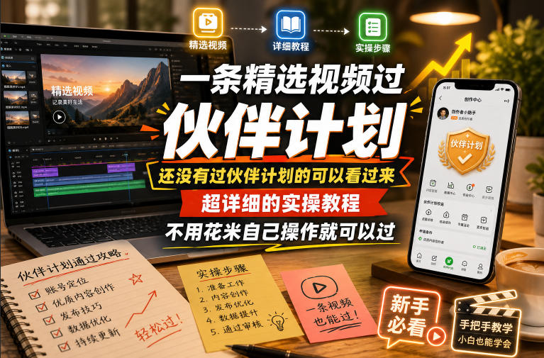 一条精选视频过伙伴计划,还没有过伙伴计划的可以看过来,超详细的实操教程,不用花米自己操作就可以过-云科数创