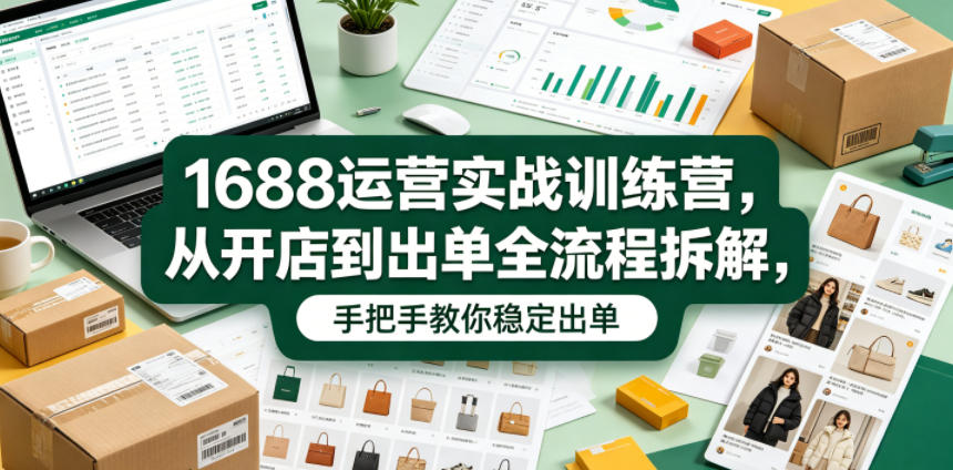 1688运营实战训练营,从开店到出单全流程拆解,手把手教你稳定出单-云科数创