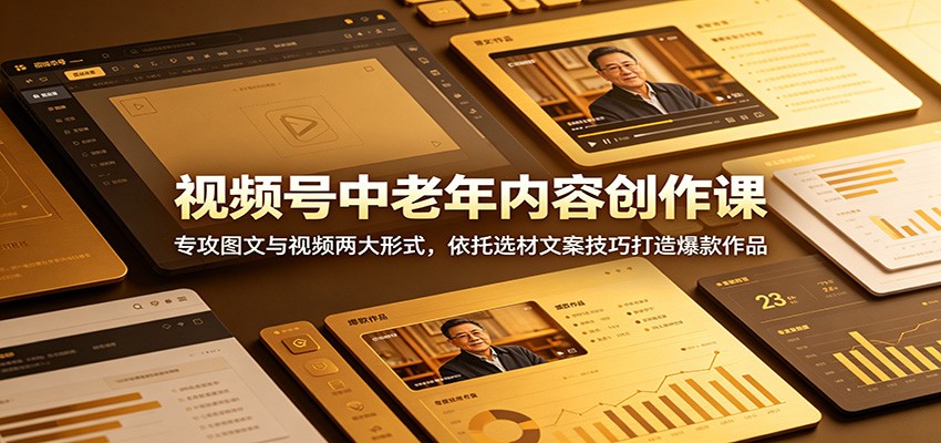 视频号中老年内容创作课:专攻图文与视频两大形式,依托选材文案技巧打造爆款作品-云科数创