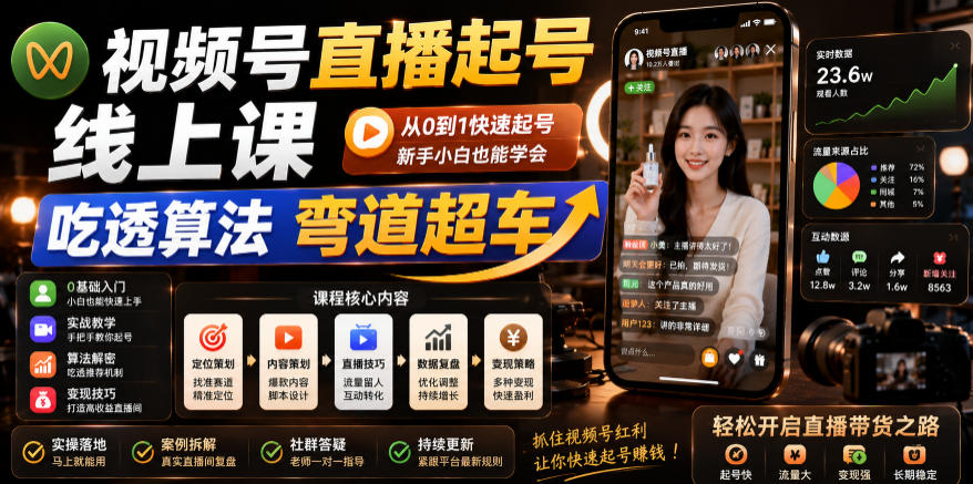 视频号直播起号线上课,吃透算法弯道超车(2026年6月)-云科数创