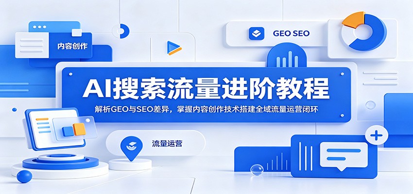 AI搜索流量进阶教程：解析GEO与SEO差异，掌握内容创作技术搭建全域流量运营闭环-云科数创