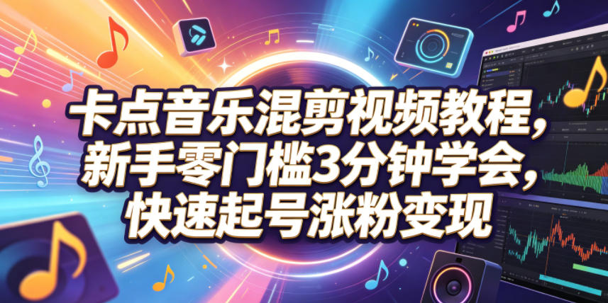 卡点音乐混剪视频教程，新手零门槛3分钟学会，快速起号涨粉变现-云科数创