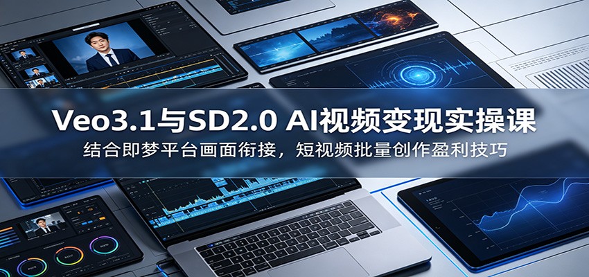 Veo3.1与SD2.0 AI视频变现实操课课:结合即梦平台画面衔接,短视频批量创作盈利技巧-云科数创