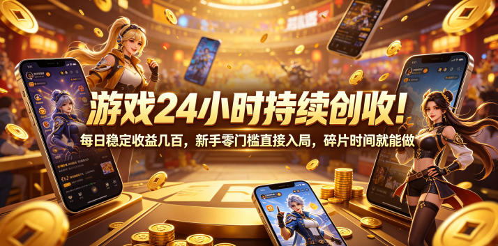 游戏24小时持续创收!每日稳定收益几百,新手零门槛直接入局,碎片时间就能做【揭秘】-云科数创