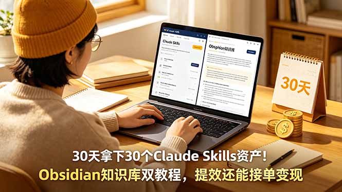 30天拿下30个Claude Skills资产!Obsidian知识库双教程,提效还能接单变现-云科数创