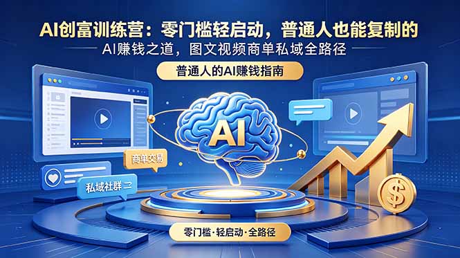 AI创富训练营:零门槛轻启动,普通人也能复制的AI赚钱之道,图文视频商单私域全路径-云科数创