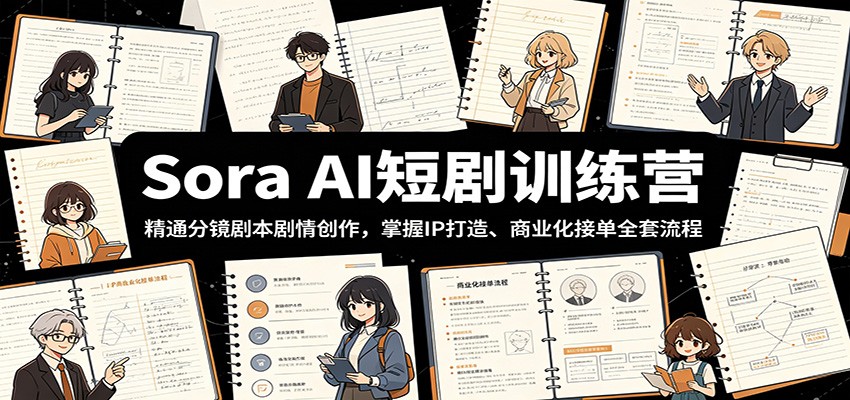 Sora AI短剧训练营:精通分镜剧本剧情创作,掌握IP打造、商业化接单全套流程-云科数创
