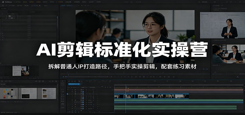 AI剪辑标准化实操营:拆解普通人IP打造路径,手把手实操剪辑,配套练习素材-云科数创
