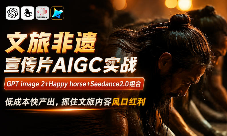 文旅非遗宣传片AIGC实战，GPT image 2+Happy horse+Seedance2.0组合，低成本快产出，抓住文旅内容风口红利-云科数创