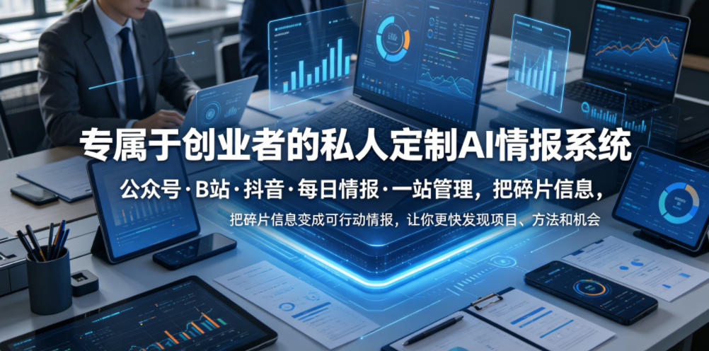 专属于创业者的私人定制AI情报系统,公众号·B站·抖音·每日情报·一站管理,把碎片信息变成可行动情报,让你更快发现项目、方法和机会-云科数创