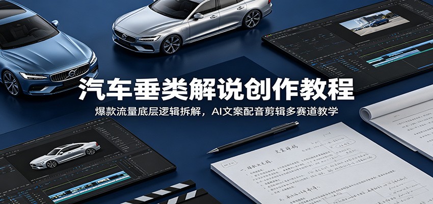 汽车垂类解说创作教程:爆款流量底层逻辑拆解,AI文案配音剪辑多赛道教学-云科数创