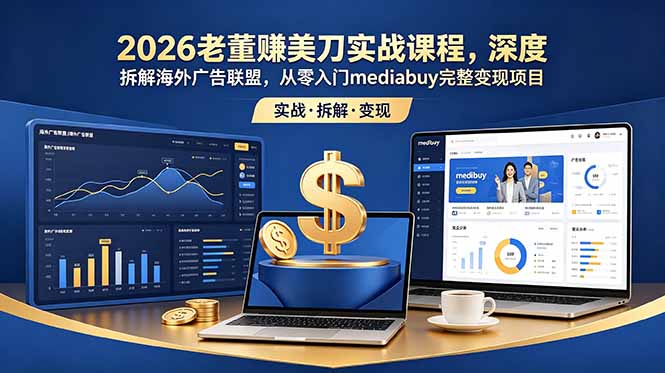 2026老董赚美刀实战课程,深度拆解海外广告联盟,从零入门mediabuy完整变现项目-云科数创