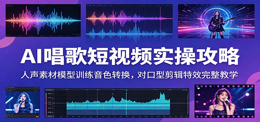 AI唱歌短视频实操攻略:人声素材模型训练音色转换,对口型剪辑特效完整教学-云科数创