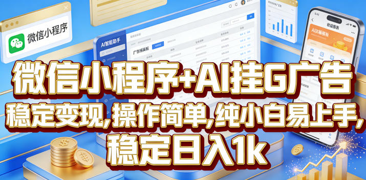 微信小程序+AI挂G广告,稳定变现,操作简单,纯小白易上手,稳定日入1k【揭秘】-云科数创