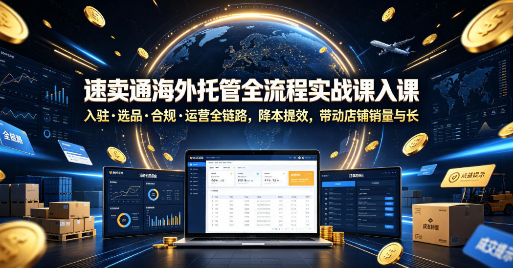 速卖通海外托管全流程实战课入驻・选品・合规・运营全链路,降本提效,带动店铺销量与收益增长-云科数创