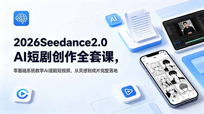 2026Seedance2.0AI短剧创作全套课，零基础系统教学AI漫剧短视频，从灵感到成片完整落地-云科数创