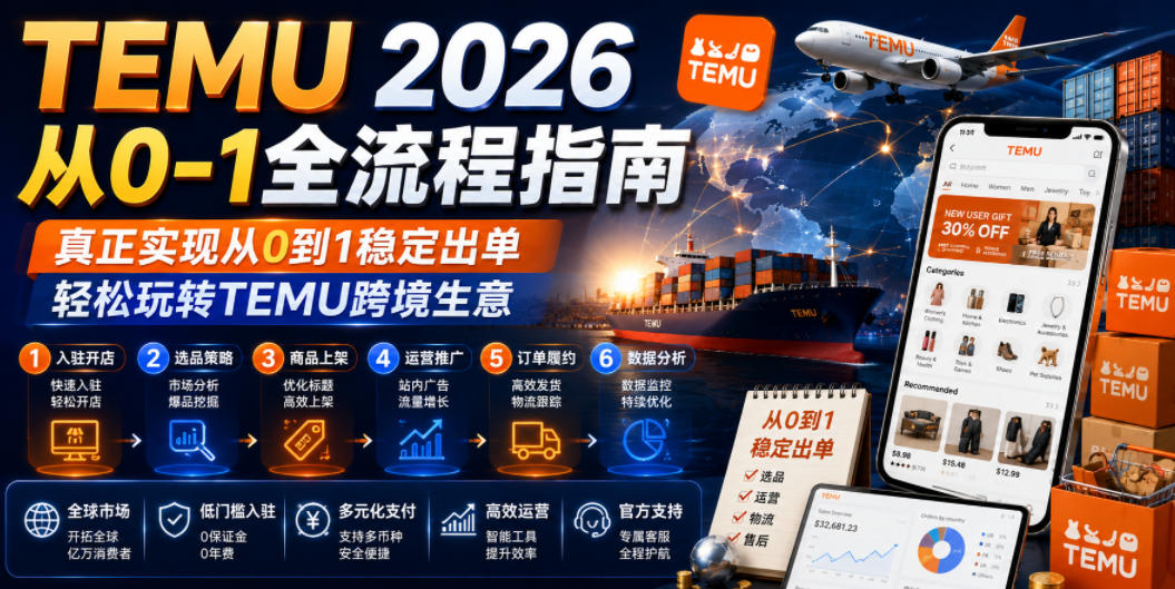 TEMU 2026从0-1全流程指南,真正实现从0到1稳定出单,轻松玩转TEMU跨境生意-云科数创