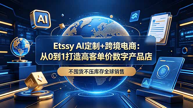 Etsy AI定制+跨境电商:从0到1打造高客单价数字产品店,不囤货不压库存全球销售-云科数创