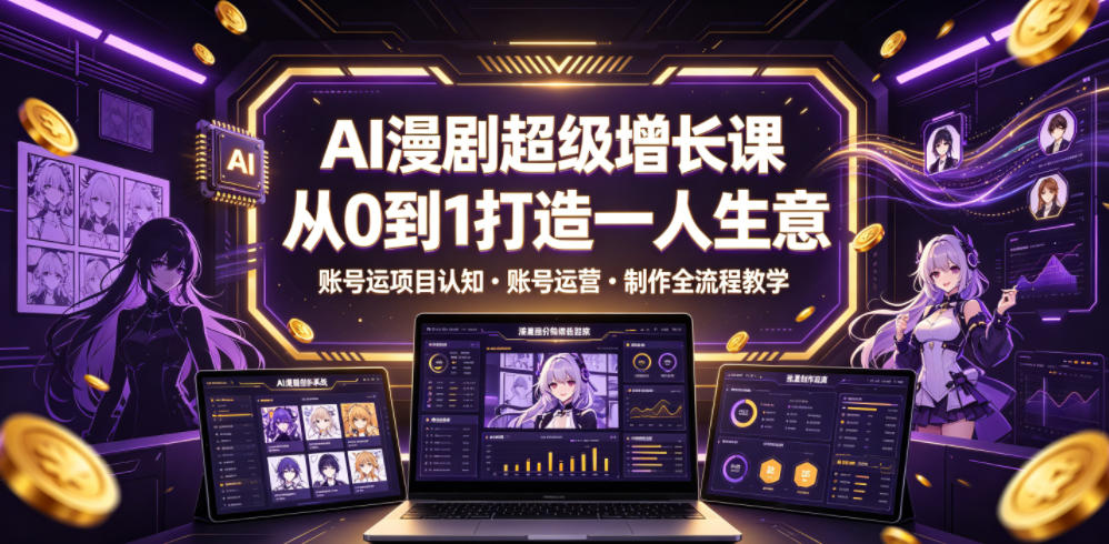AI漫剧超级增长课,从0到1打造一人生意,项目认知・账号运营・制作全流程教学-云科数创
