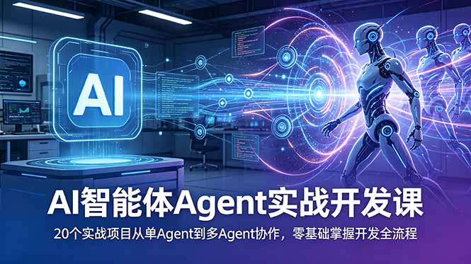 AI智能体Agent实战开发课：20个实战项目从单Agent到多Agent协作，零基础掌握开发全流程-云科数创