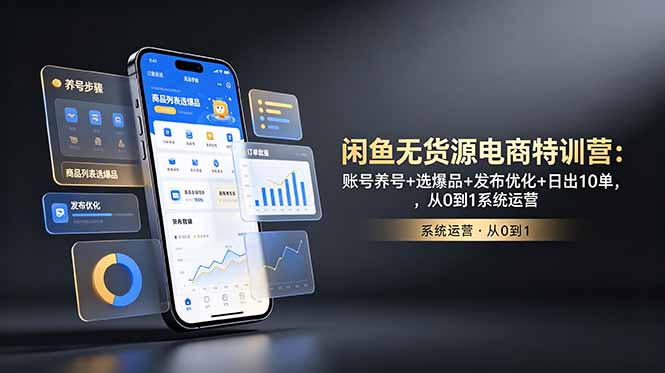 闲鱼无货源电商特训营：账号养号+选爆品+发布优化+日出10单，从0到1系统运营-云科数创