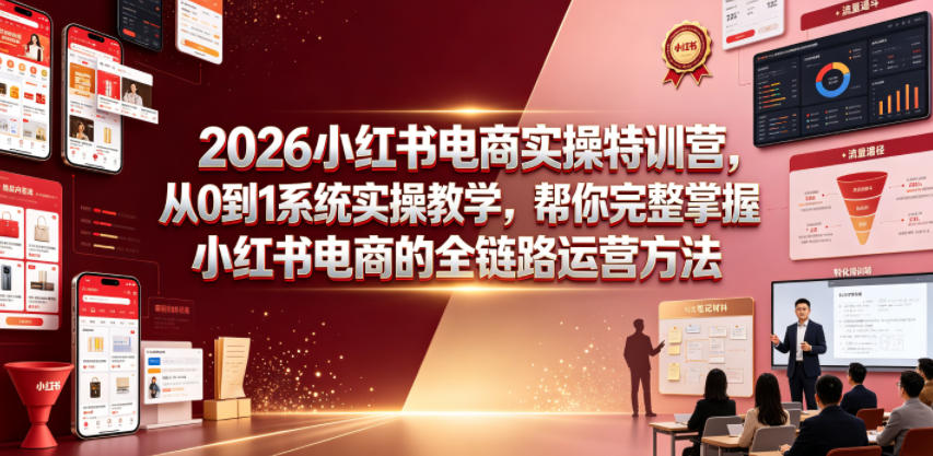 2026小红书电商实操特训营，从0到1系统实操教学，帮你完整掌握小红书电商的全链路运营方法-云科数创
