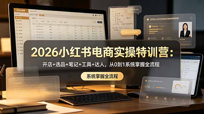 2026小红书电商实操特训营：开店+选品+笔记+工具+达人，从0到1系统掌握全流程-云科数创