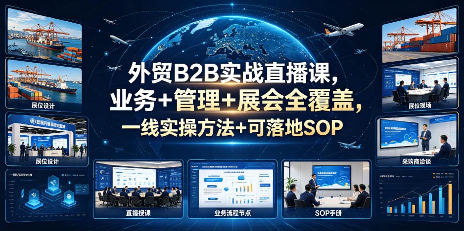 外贸B2B实战直播课,业务+管理+展会全覆盖,一线实操方法+可落地SOP-云科数创
