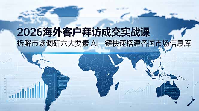 2026海外客户拜访成交实战课:拆解市场调研六大要素,AI一键快速搭建各国市场信息库-云科数创