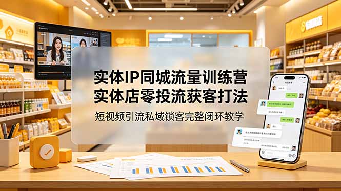 实体IP同城流量训练营:实体店零投流获客打法,短视频引流私域锁客完整闭环教学-云科数创