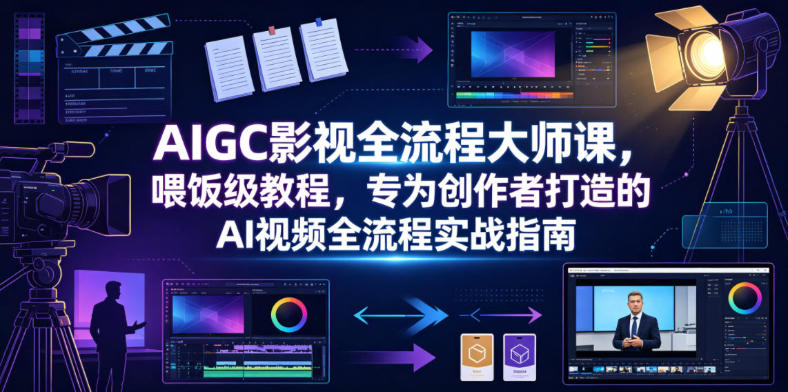 AIGC影视全流程大师课,喂饭级教程,专为创作者打造的AI视频全流程实战指南-云科数创