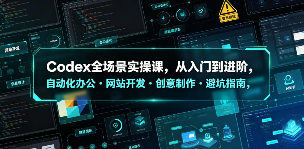 Codex全场景实操课,从入门到进阶,自动化办公・网站开发・创意制作・避坑指南,全流程教学-云科数创