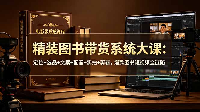 精装图书带货系统大课:定位+选品+文案+配音+实拍+剪辑,爆款图书短视频全链路-云科数创